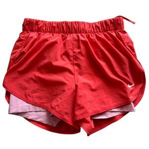Nike 2-in-1 Athletic Shorts - Size Large, Coral/Pink
